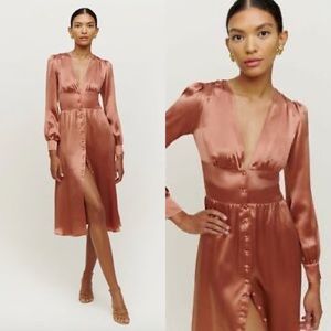 Reformation Nicola midi dress NWT 4 Praline